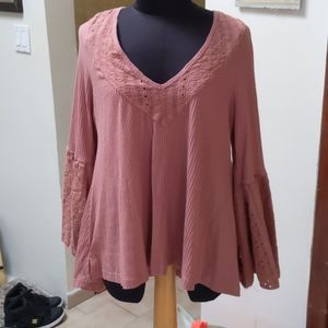 Cottagecore Free People Earthy Thermal waffleknit top small